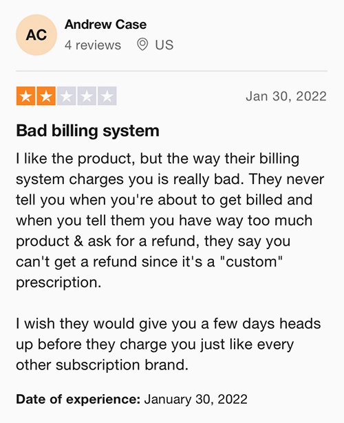 Bad billing system