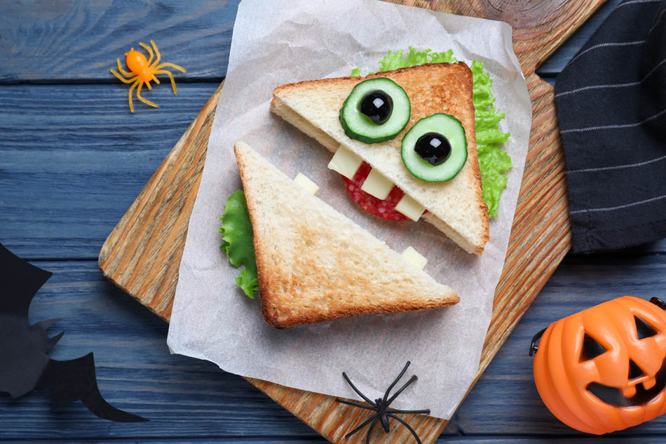 Mini monster sandwiches with whole-wheat bread