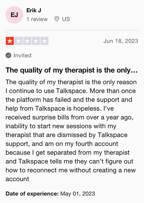 The quality of my therapist is the only…