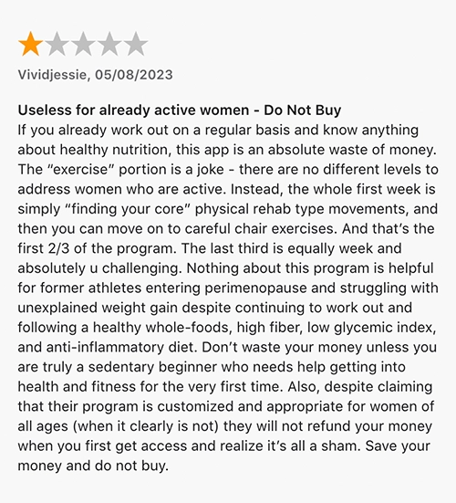 Useless for already active women - Do Not Buy - M