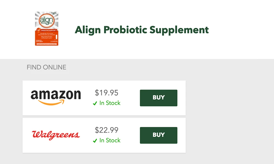 What Is the Price of Align Probiotic 24-7 Digestive Support
